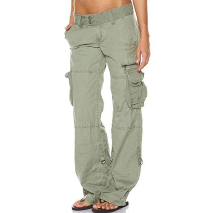 "Cargohose für Damen mit praktischen Taschen, robustes Material, dehnbarer Bund, lockerer Schnitt, stilvoll & komfortabel"