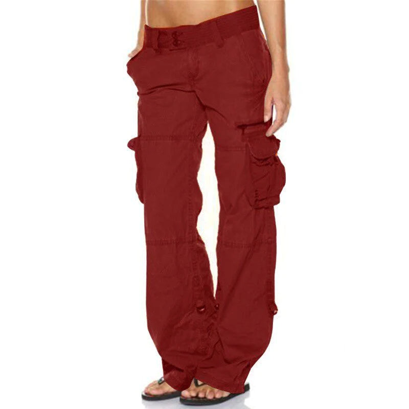 "Cargohose für Damen mit praktischen Taschen, robustes Material, dehnbarer Bund, lockerer Schnitt, stilvoll & komfortabel"