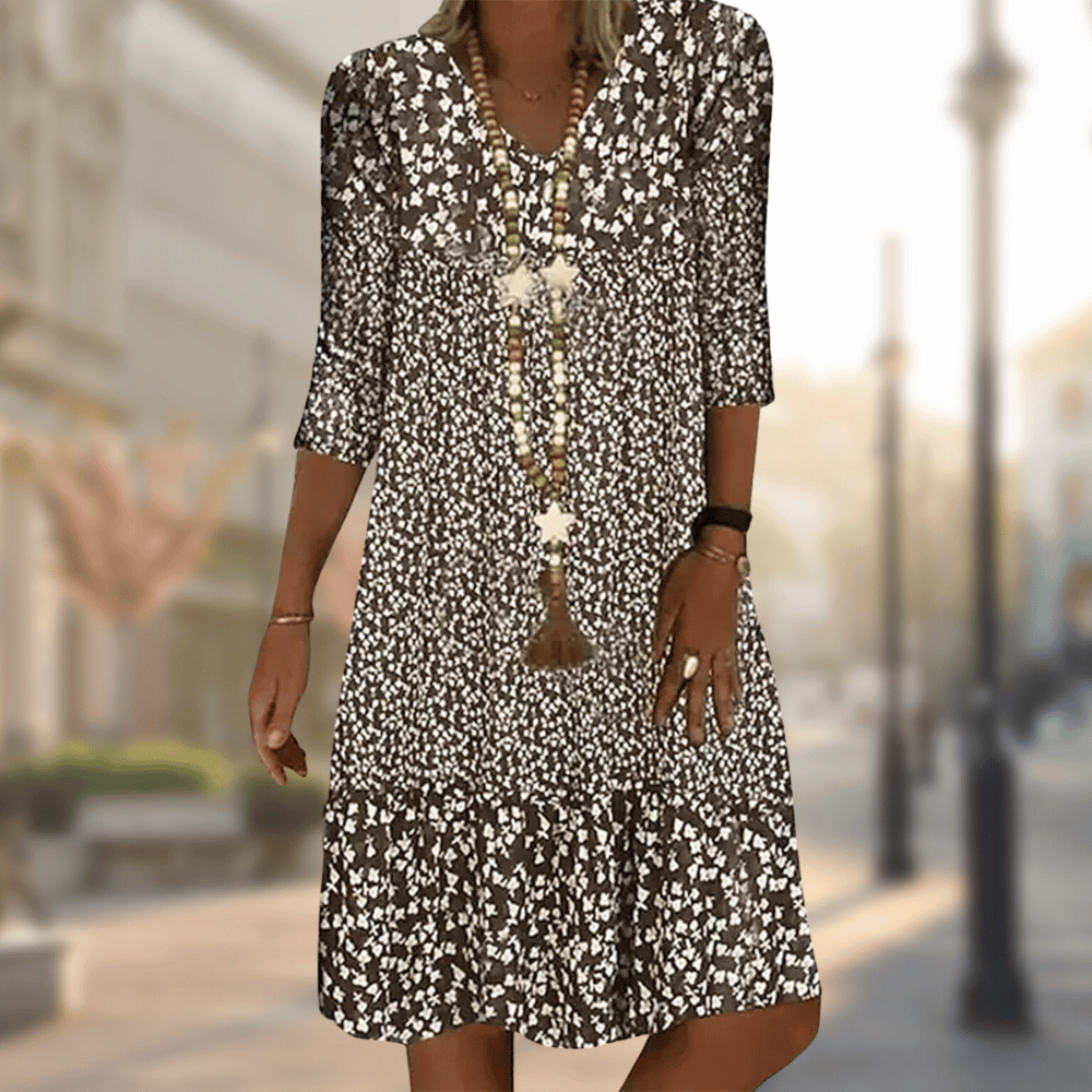 Chic-Damenkleid in elegantem Design, zeitlose Silhouette, hochwertiger Stoff, ideal für Büro, Feiern, Dinner.