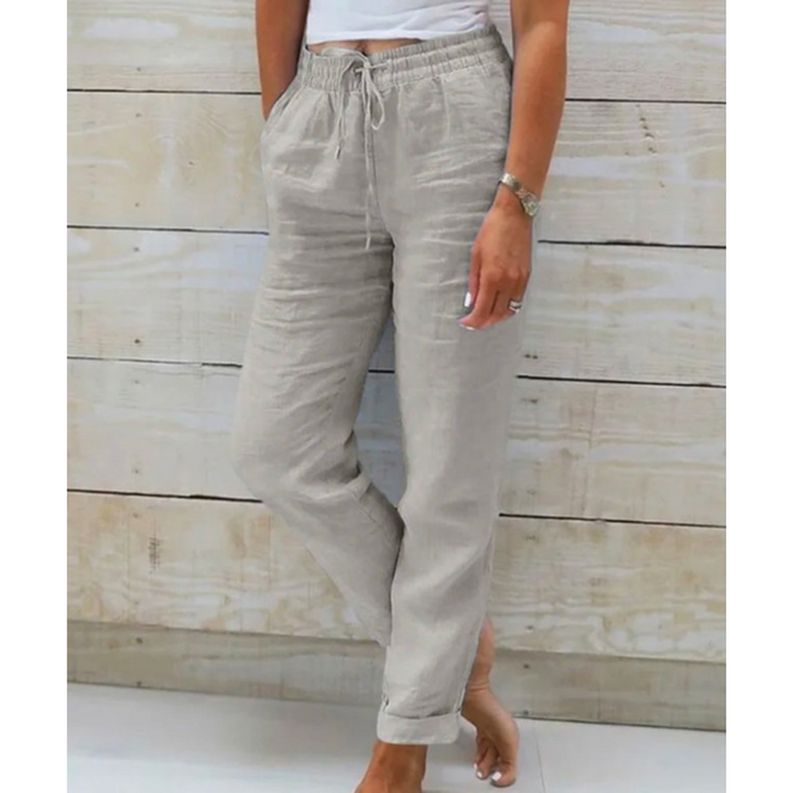 "Cropped Damen Freizeithose mit Kordelzug, eleganter Schnitt, lässig und komfortabel, vielseitig für jeden Anlass."