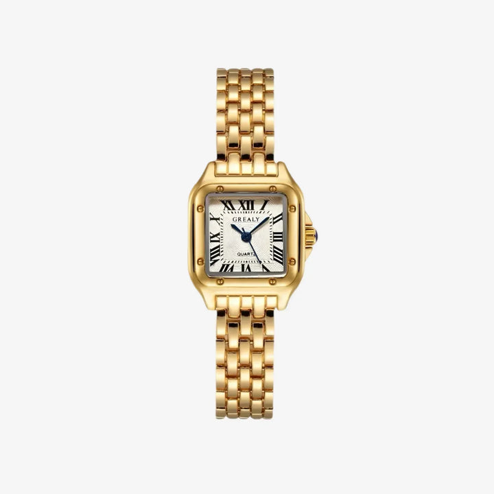 "Damen Armbanduhr aus 18k Gold, elegantes Design, präzises Quarzwerk, luxuriöses Schmuckstück, zeitlose Eleganz"