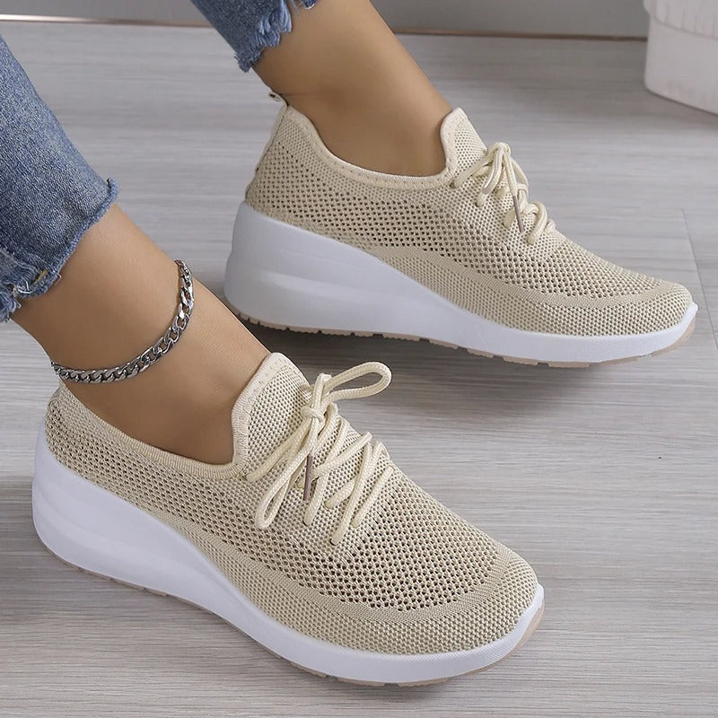 "Damen atmungsaktive Schlupf-Schnürschuhe, bequem und modisch, leichtes Schnürdesign, vielseitig, elegante Damenschuhe"