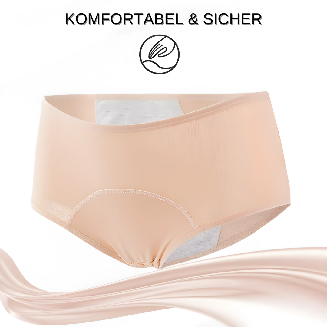 "Damen auslaufsichere Unterhose in Schwarz mit elegantem Design und mehreren Absorptionsschichten, maximale Diskretion."