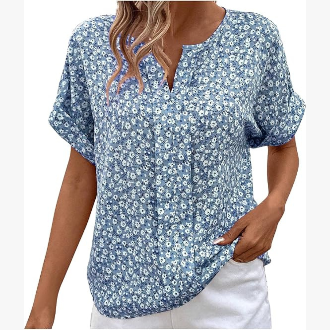 "Damen Bluse mit Blumendruck, vintage Stil, elegante Passform, weicher Stoff, perfekt für Büro oder besondere Anlässe."