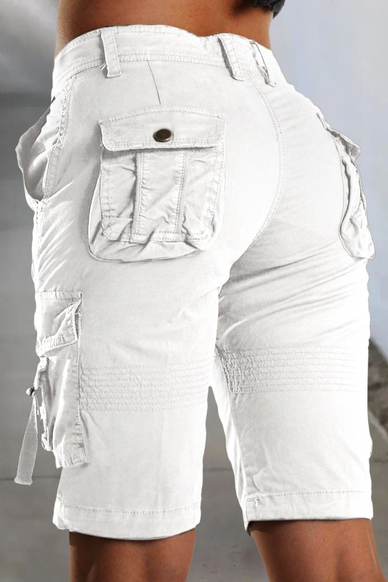 "Damen Cargo-Shorts Malea, khaki, mit Seitentaschen, bequem und stilvoll, ideal für Sommer und Outdoor-Abenteuer."