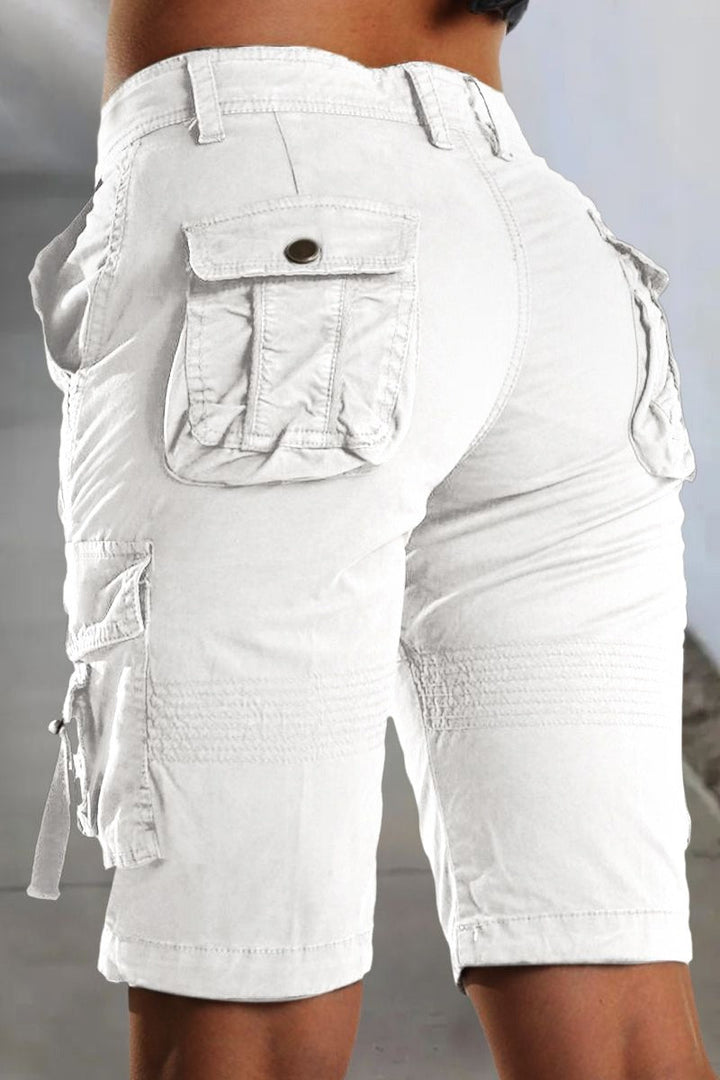 "Damen Cargo-Shorts Malea, khaki, mit Seitentaschen, bequem und stilvoll, ideal für Sommer und Outdoor-Abenteuer."