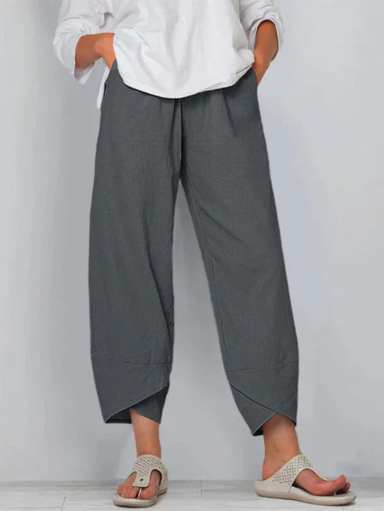 "Damen Cropped-Hose, leicht und luftig, stilvolle beige Farbe, ideal für Sommer, verkürzter Schnitt für maximalen Komfort."