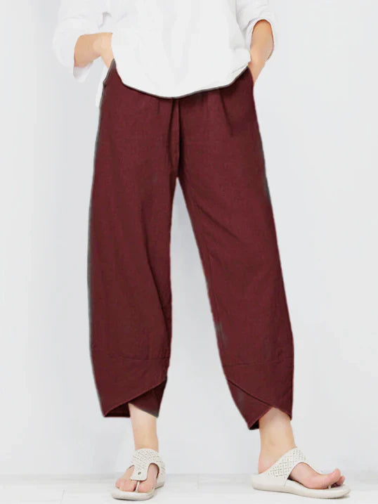 "Damen Cropped-Hose, leicht und luftig, stilvolle beige Farbe, ideal für Sommer, verkürzter Schnitt für maximalen Komfort."