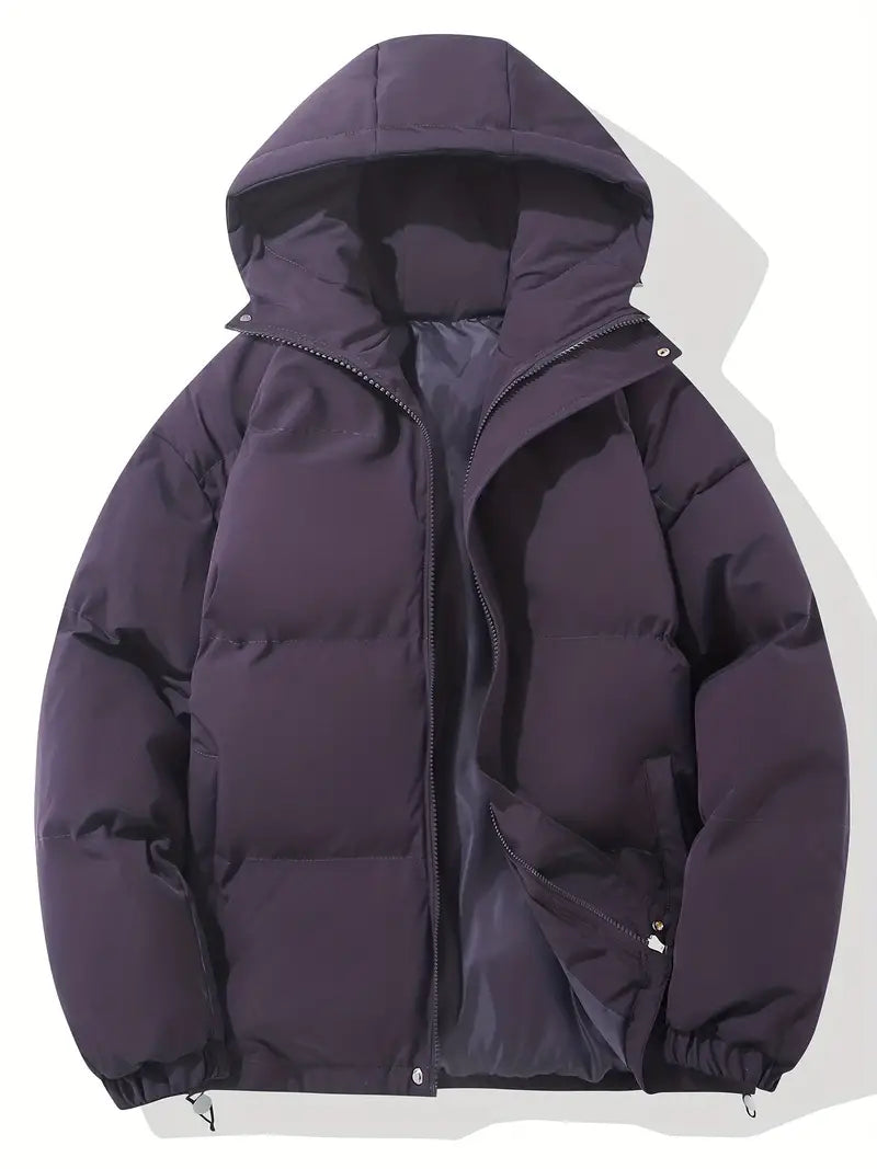 "Damen Daunenjacke seitlich, elegantes Design, schwarze Farbe, Kapuze, warm, ideal für Winter, stilvoll und funktional."