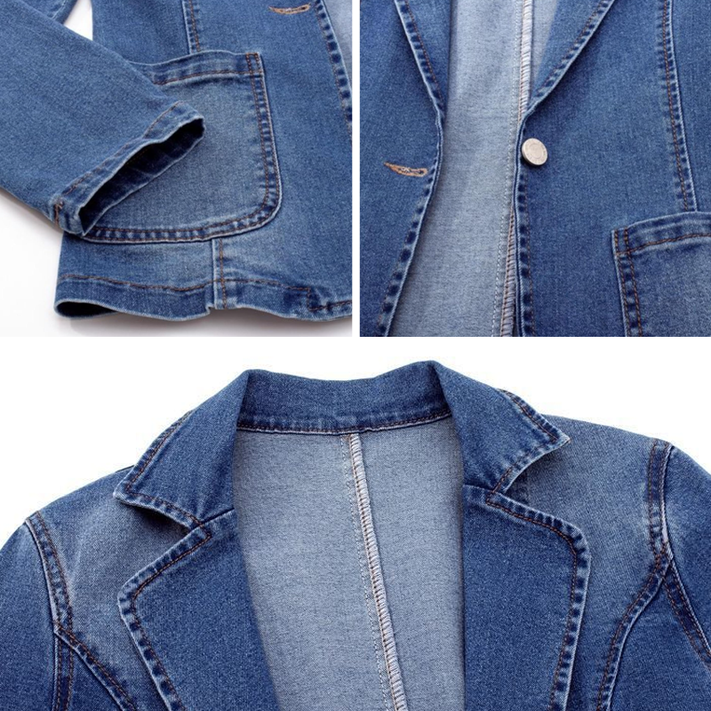 "Damen-Denim-Blazer, eleganter Jeansblazer, taillierte Passform, modischer Casual-Look, blau, bequem, vielseitig kombinierbar