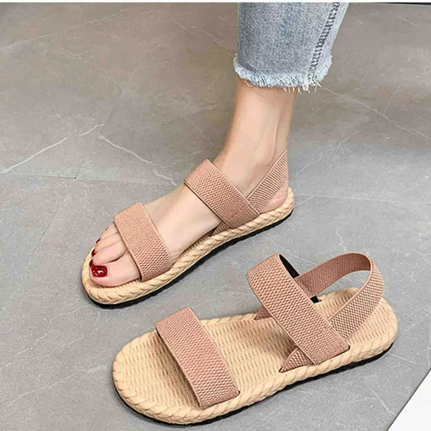 "Damen-Espadrille-Sandalen mit geflochtenen Riemen, weichen Stoffen und gepolsterter Innensohle für Komfort und Stil."