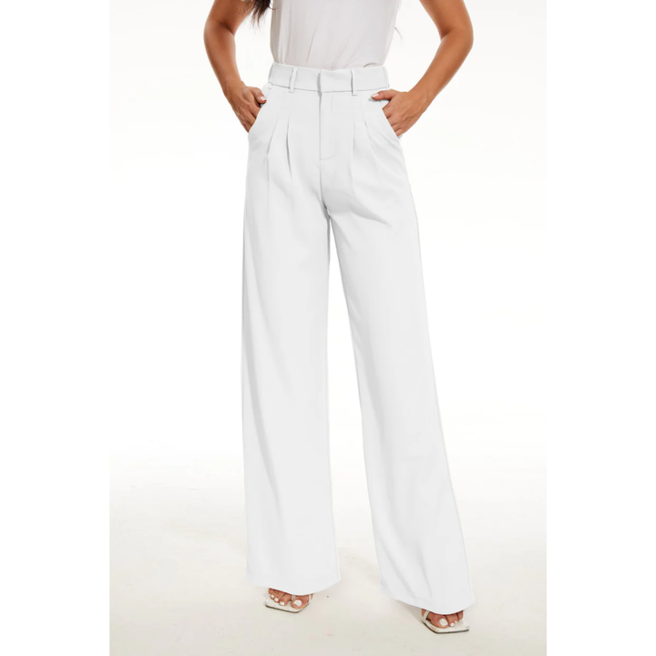 "Damen hochtaillierte weite Hose, lässig, maximaler Komfort, elegante Silhouette, luftig-leichtes Material."