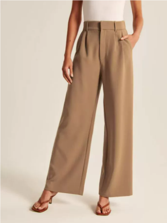 "Damen hochtaillierte weite Hose, lässig, maximaler Komfort, elegante Silhouette, luftig-leichtes Material."