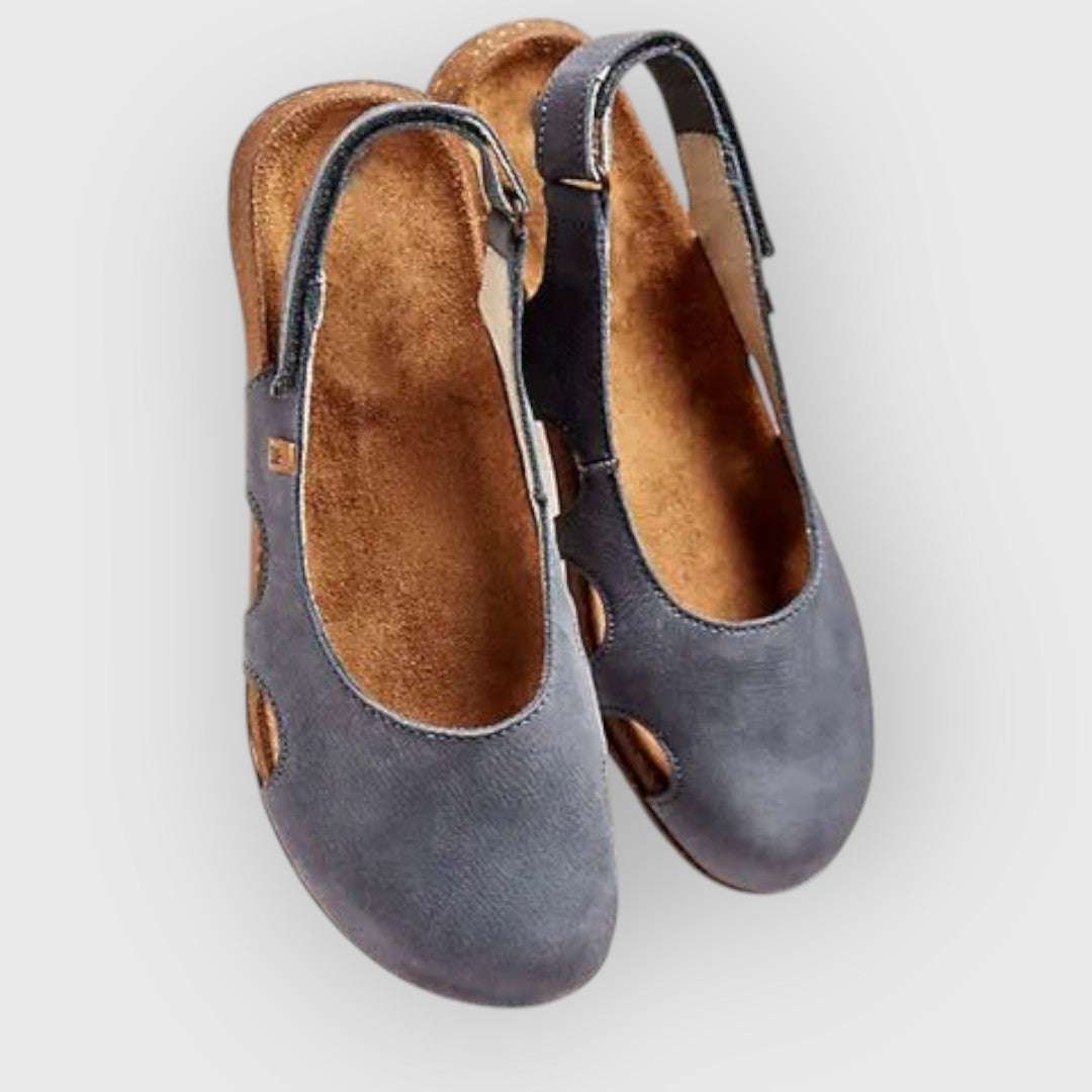 "Damen Komfortsandalen, ergonomisch, in Aprikose, Dunkelgrau, Orange, Schwarz. Orthopädisch, verstellbare Riemen, EVA-Sohle."