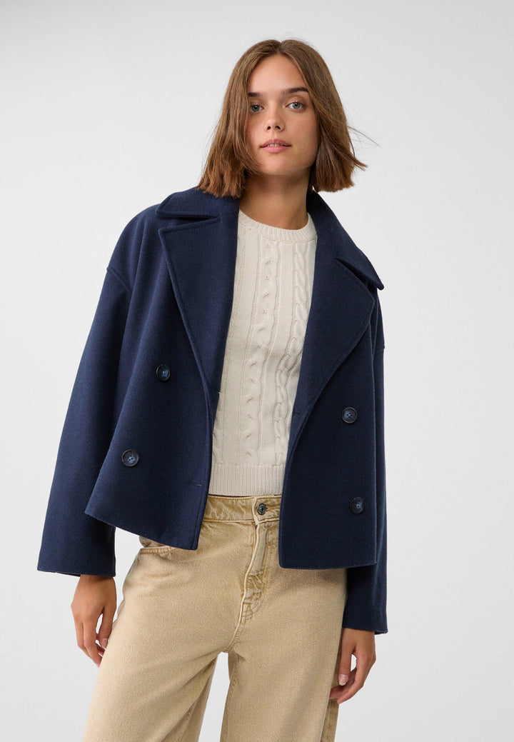 "Damen kurze Jacke Doppelbrust mit elegantem Schnitt, hochwertige Verarbeitung, ideal für vielfältige Gelegenheiten."