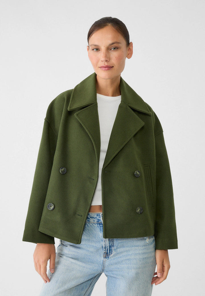 "Damen kurze Jacke Doppelbrust mit elegantem Schnitt, hochwertige Verarbeitung, ideal für vielfältige Gelegenheiten."
