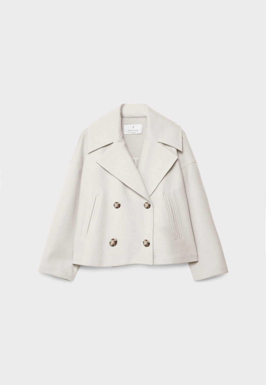 "Damen kurze Jacke Doppelbrust mit elegantem Schnitt, hochwertige Verarbeitung, ideal für vielfältige Gelegenheiten."