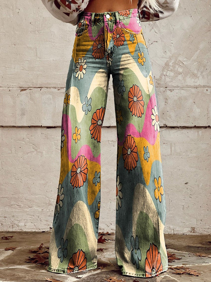 "Damen lange Denim Hose, lockere Passform, atmungsaktiv, einzigartiges Design, perfekt für Sommer, vielseitiger Stil."