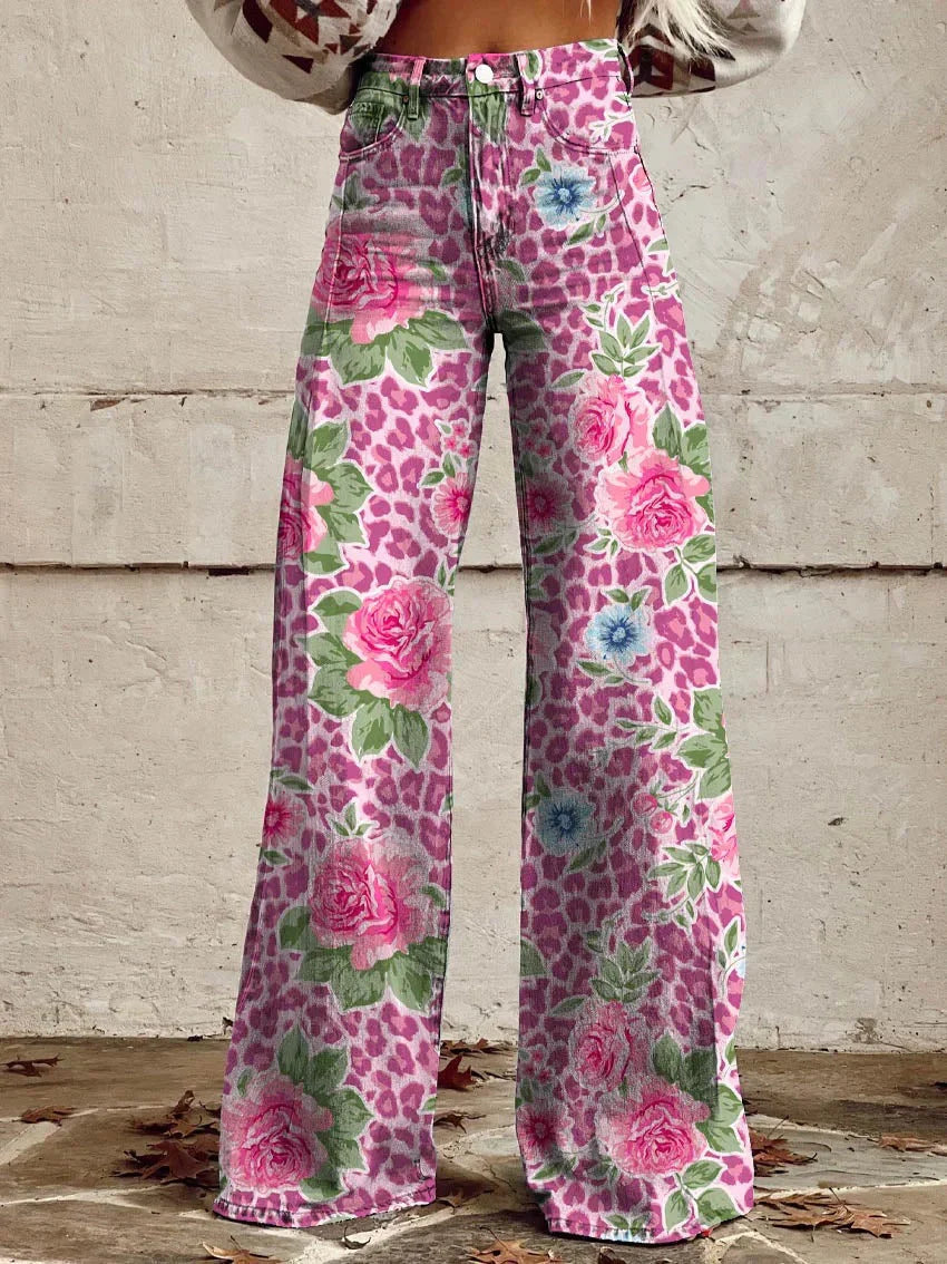 "Damen lange Denim Hose, lockere Passform, atmungsaktiv, einzigartiges Design, perfekt für Sommer, vielseitiger Stil."