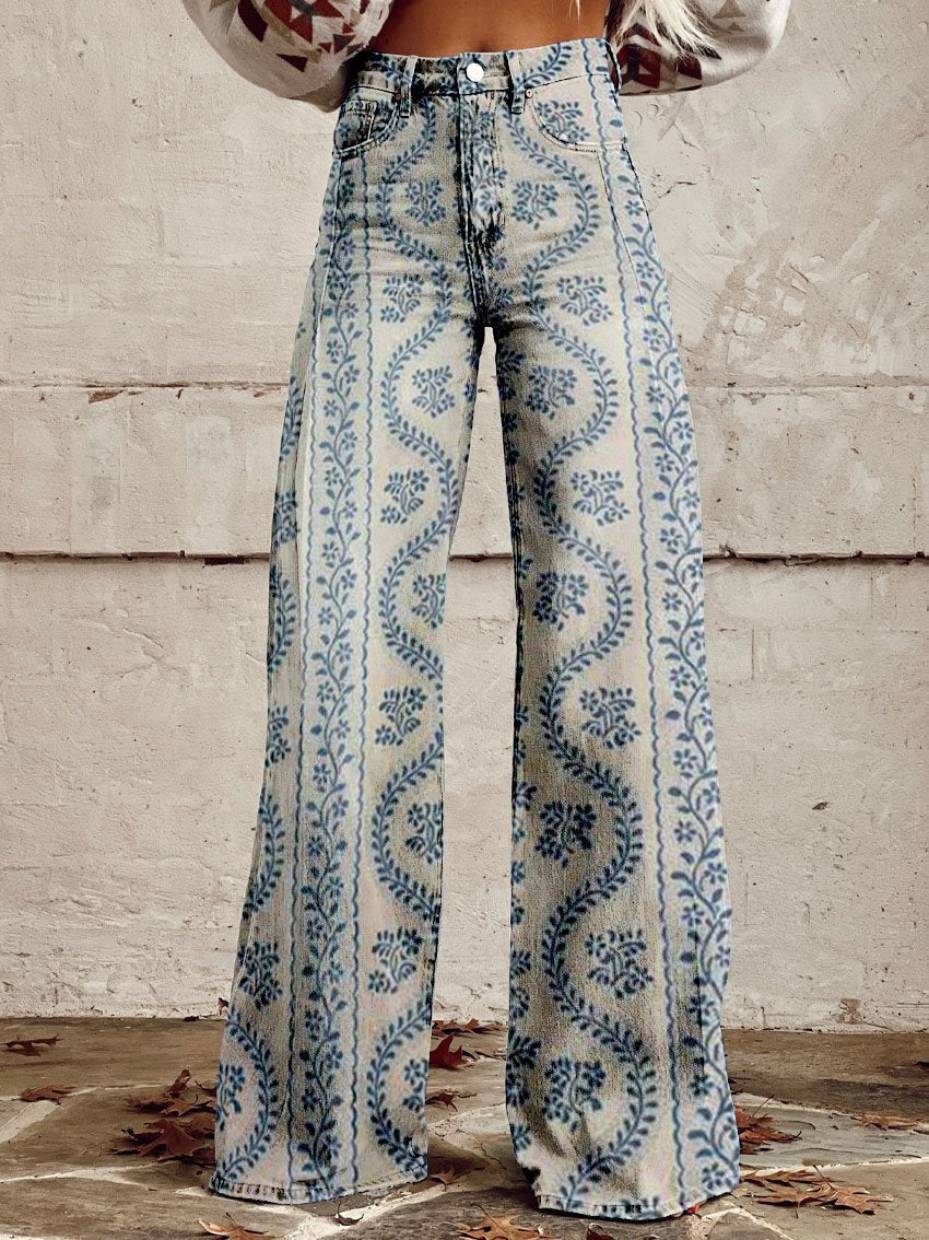 "Damen lange Denim Hose, lockere Passform, atmungsaktiv, einzigartiges Design, perfekt für Sommer, vielseitiger Stil."