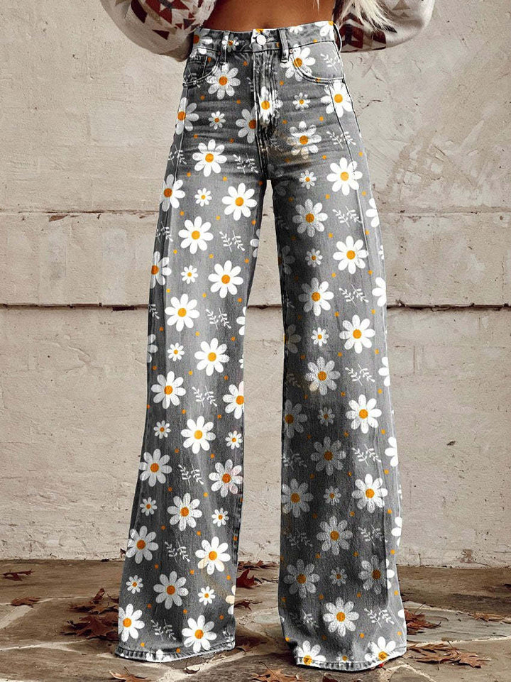 "Damen lange Denim Hose, lockere Passform, atmungsaktiv, einzigartiges Design, perfekt für Sommer, vielseitiger Stil."