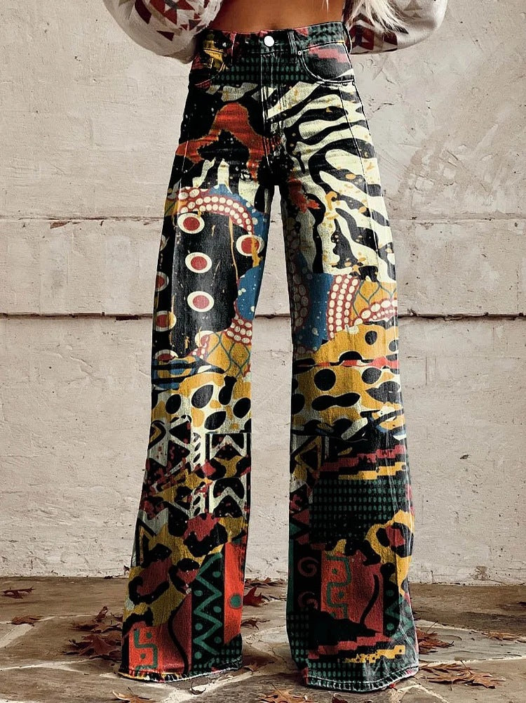 "Damen lange Denim Hose, lockere Passform, atmungsaktiv, einzigartiges Design, perfekt für Sommer, vielseitiger Stil."