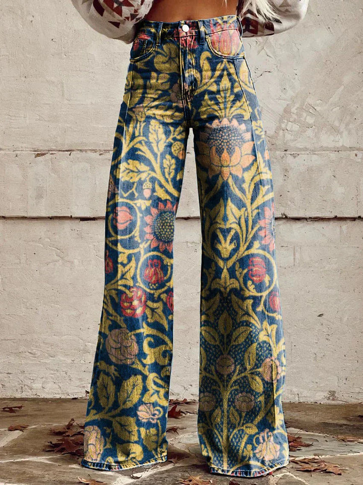 "Damen lange Denim Hose, lockere Passform, atmungsaktiv, einzigartiges Design, perfekt für Sommer, vielseitiger Stil."