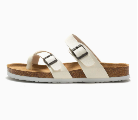 "Damen orthopädische Sandalen mit verstellbaren Riemen, bequeme EVA-Sohle, beige Struktur, optimal für lange Spaziergänge."