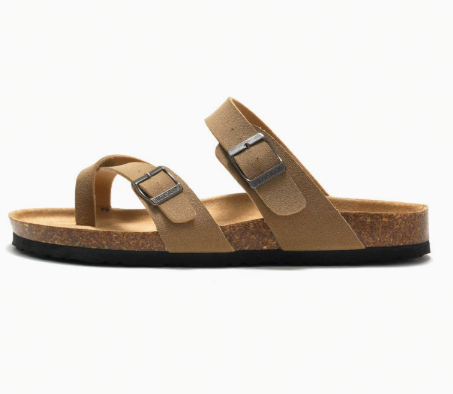 "Damen orthopädische Sandalen mit verstellbaren Riemen, bequeme EVA-Sohle, beige Struktur, optimal für lange Spaziergänge."