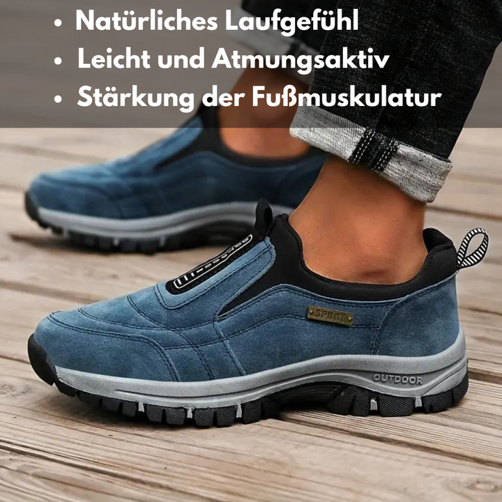 "Damen Orthopädische Schuhe, ergonomisch, atmungsaktiv, Sneaker, blaues Design. Komfort und Stil für ganztägigen Halt."