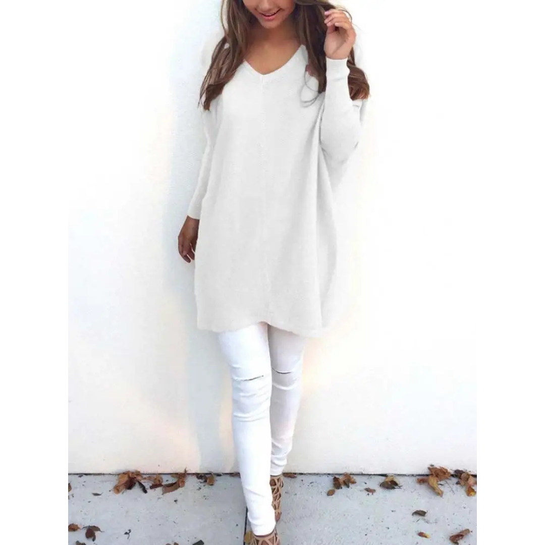 "Damen Oversized Pullover mit V-Ausschnitt, lässiger Schnitt, weich und gemütlich, ideal für kalte Tage, vielseitig kombinier
