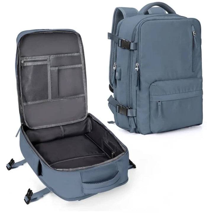 "Damen Reise-Rucksack, wasserdicht, mit USB-Anschluss, Anti-Diebstahl-Fach, stilvolles Design, in Schwarz"