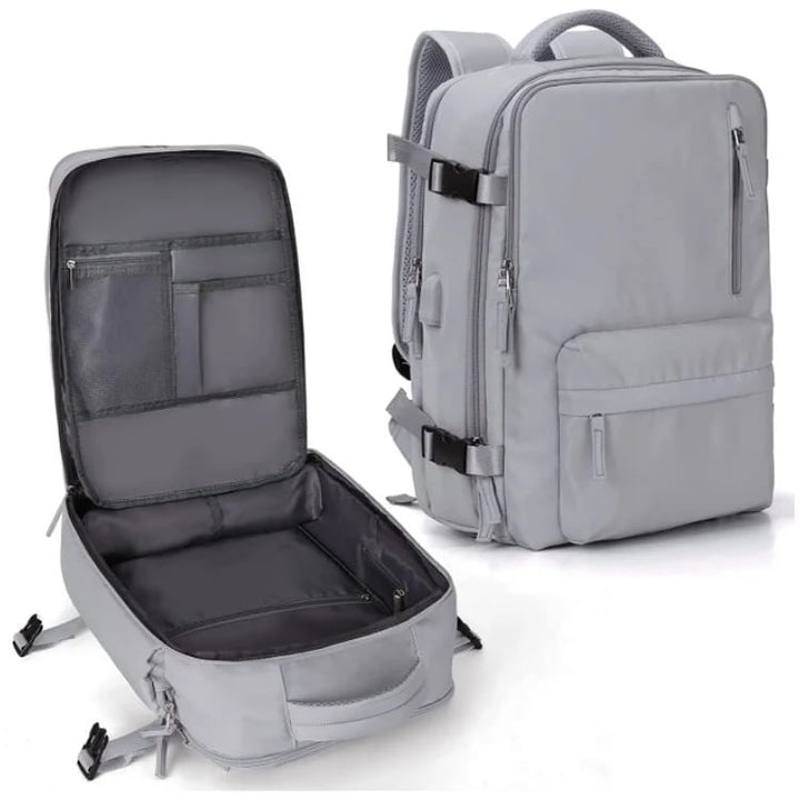 "Damen Reise-Rucksack, wasserdicht, mit USB-Anschluss, Anti-Diebstahl-Fach, stilvolles Design, in Schwarz"