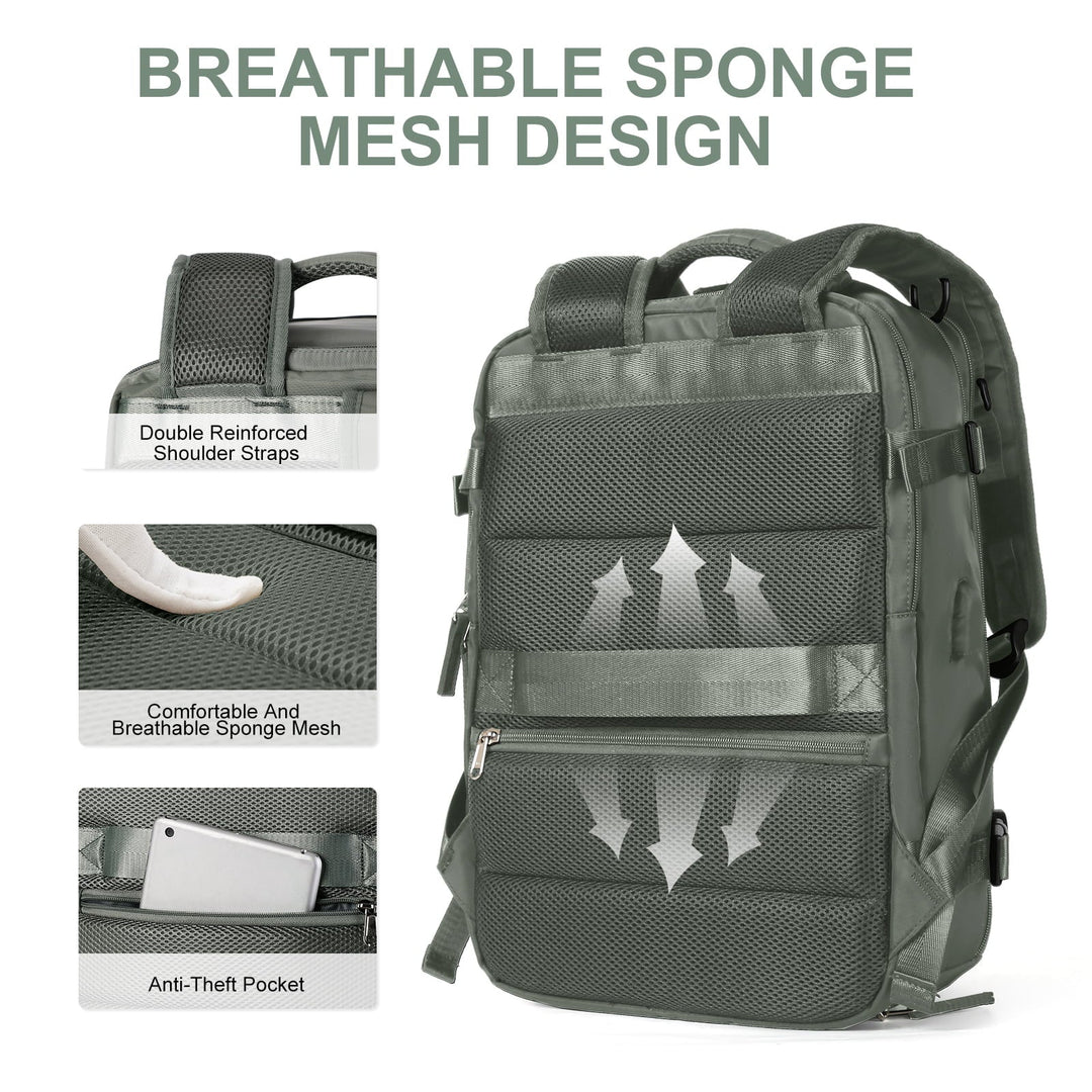 "Damen Reise-Rucksack, wasserdicht, mit USB-Anschluss, Anti-Diebstahl-Fach, stilvolles Design, in Schwarz"