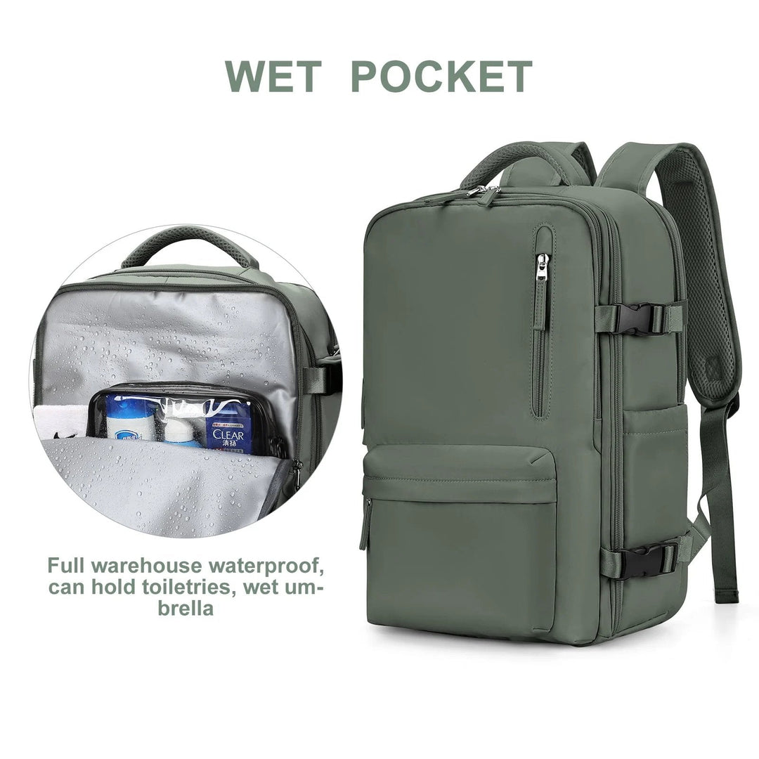 "Damen Reise-Rucksack, wasserdicht, mit USB-Anschluss, Anti-Diebstahl-Fach, stilvolles Design, in Schwarz"