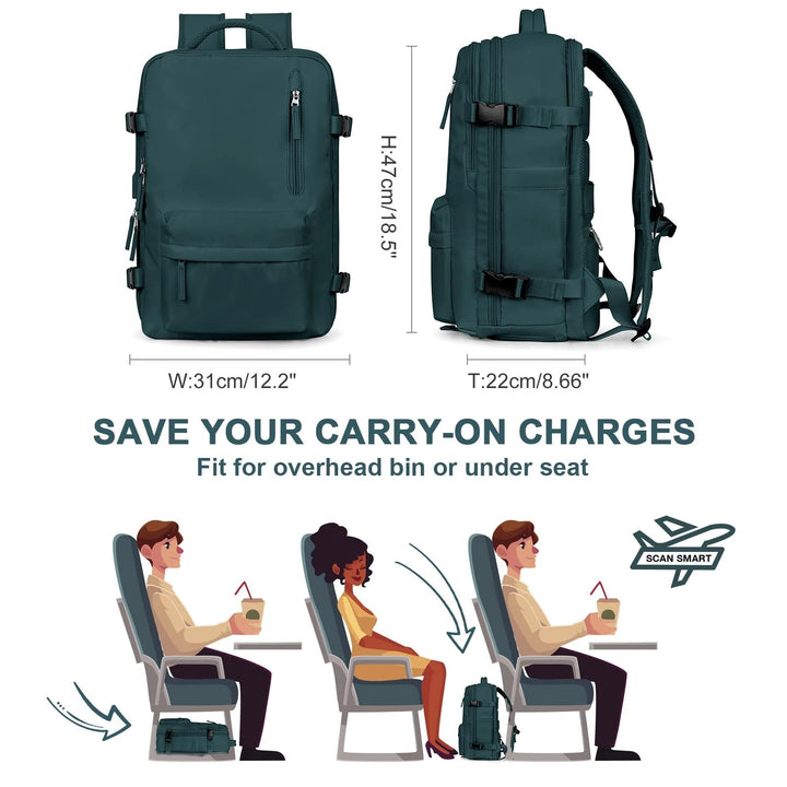 "Damen Reise-Rucksack, wasserdicht, mit USB-Anschluss, Anti-Diebstahl-Fach, stilvolles Design, in Schwarz"