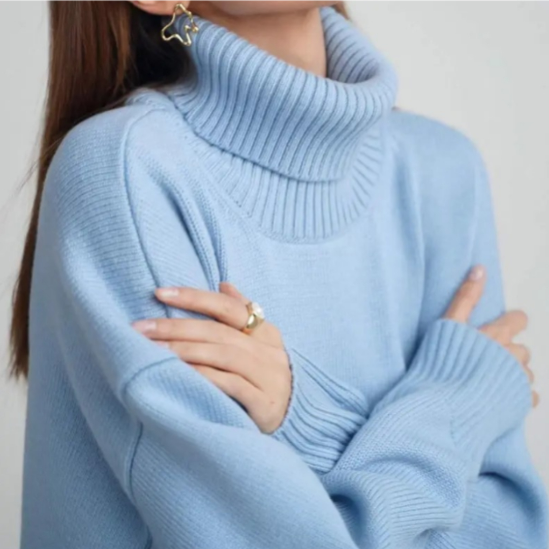 "Damen Rollkragenpullover in Braun, lockere Passform, kuscheliger Rollkragen, elegant und vielseitig, verschiedene Farben"