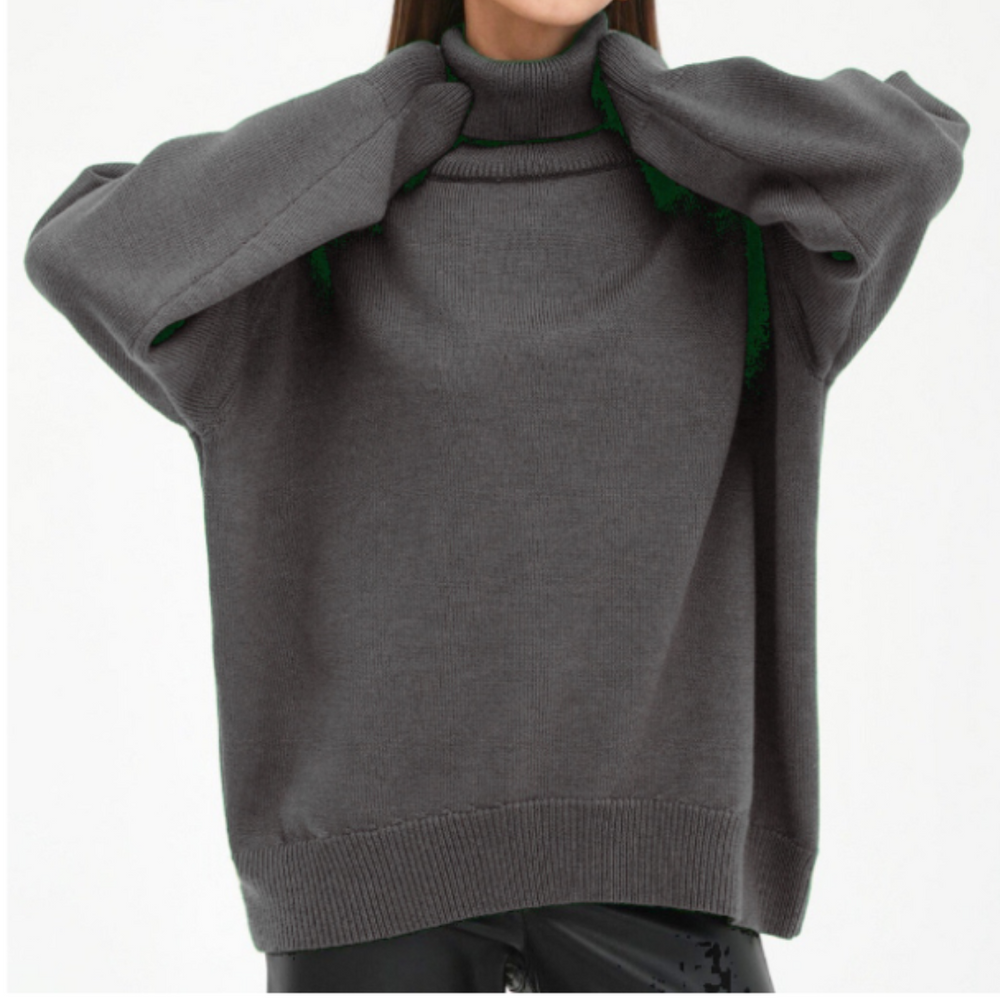 "Damen Rollkragenpullover in Braun, lockere Passform, kuscheliger Rollkragen, elegant und vielseitig, verschiedene Farben"
