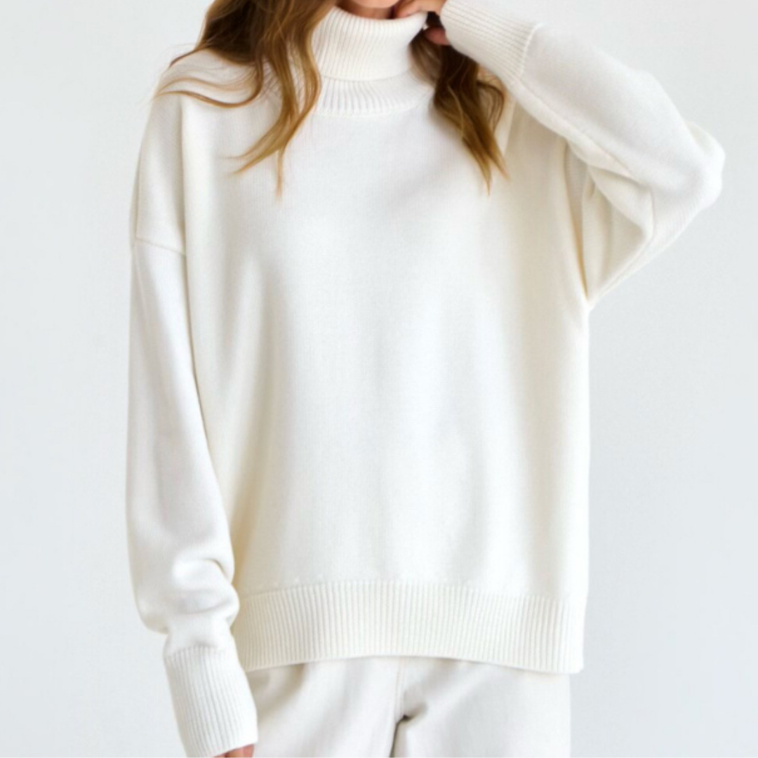 "Damen Rollkragenpullover in Braun, lockere Passform, kuscheliger Rollkragen, elegant und vielseitig, verschiedene Farben"