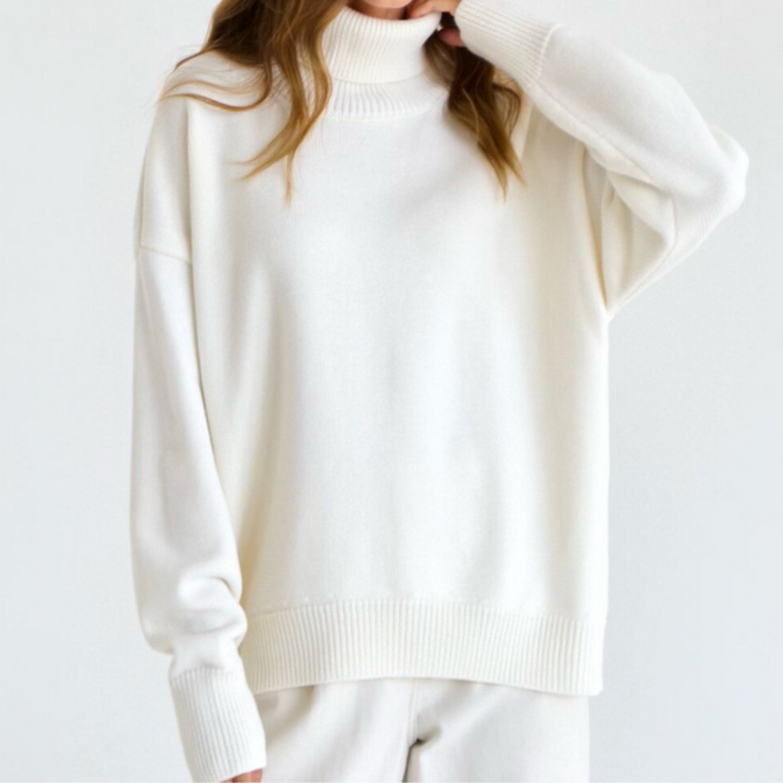 "Damen Rollkragenpullover in Braun, lockere Passform, kuscheliger Rollkragen, elegant und vielseitig, verschiedene Farben"