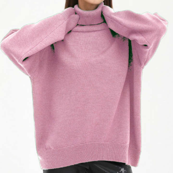 "Damen Rollkragenpullover in Braun, lockere Passform, kuscheliger Rollkragen, elegant und vielseitig, verschiedene Farben"