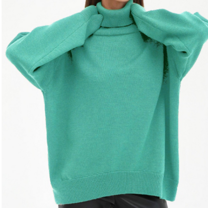 "Damen Rollkragenpullover in Braun, lockere Passform, kuscheliger Rollkragen, elegant und vielseitig, verschiedene Farben"