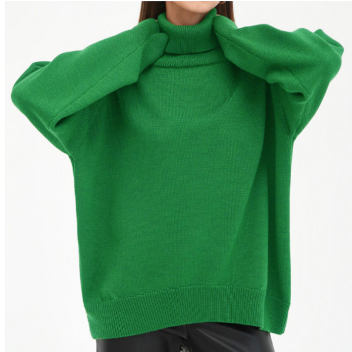 "Damen Rollkragenpullover in Braun, lockere Passform, kuscheliger Rollkragen, elegant und vielseitig, verschiedene Farben"