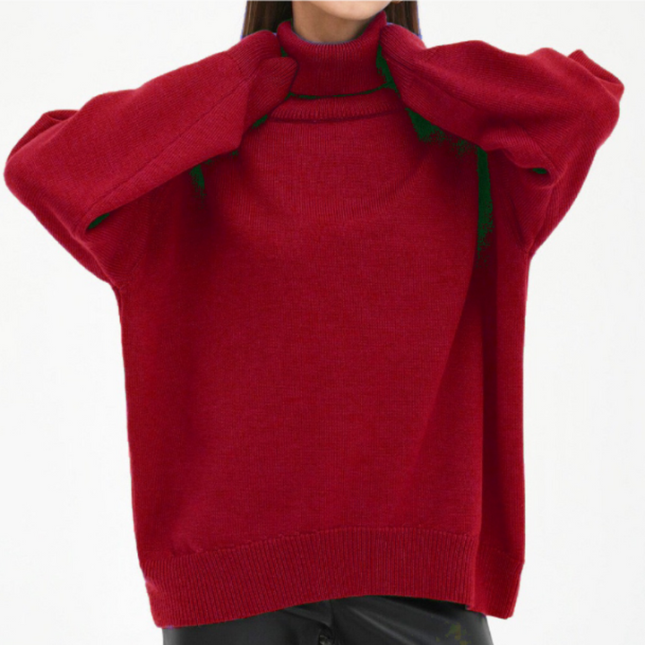 "Damen Rollkragenpullover in Braun, lockere Passform, kuscheliger Rollkragen, elegant und vielseitig, verschiedene Farben"