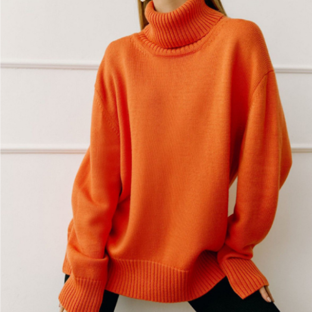 "Damen Rollkragenpullover in Braun, lockere Passform, kuscheliger Rollkragen, elegant und vielseitig, verschiedene Farben"