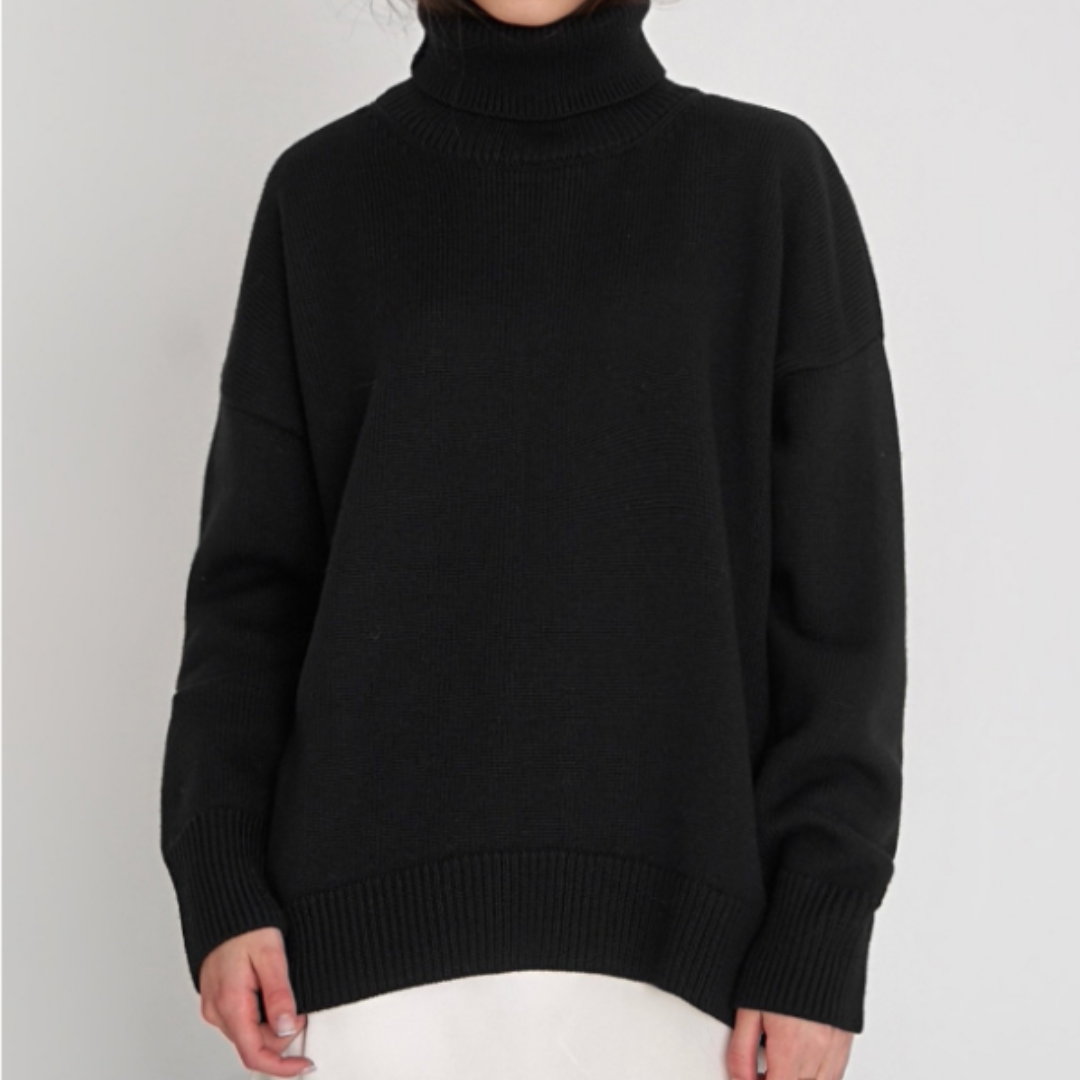 "Damen Rollkragenpullover in Braun, lockere Passform, kuscheliger Rollkragen, elegant und vielseitig, verschiedene Farben"