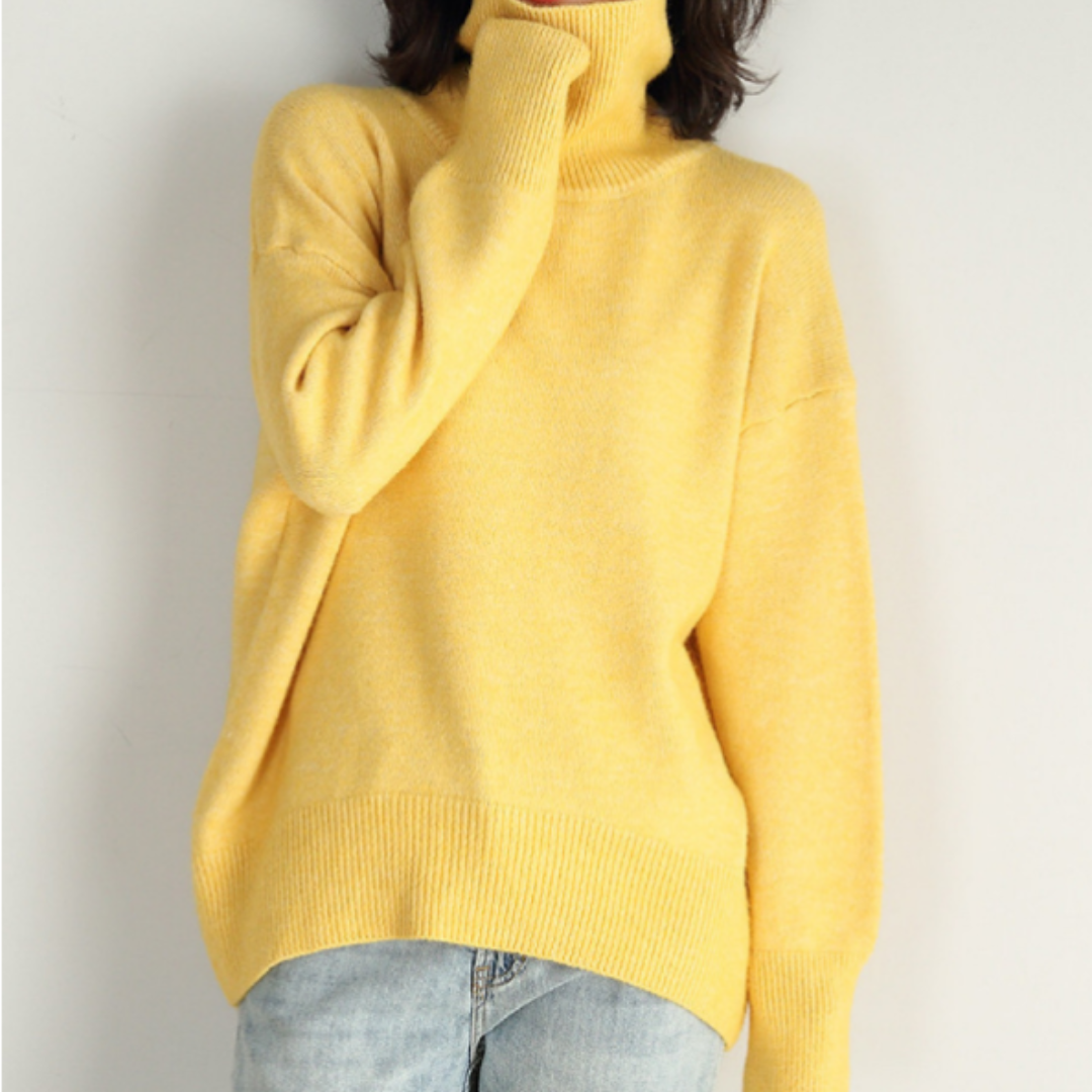 "Damen Rollkragenpullover in Braun, lockere Passform, kuscheliger Rollkragen, elegant und vielseitig, verschiedene Farben"