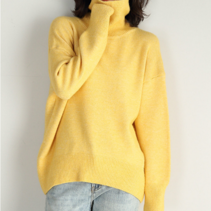 "Damen Rollkragenpullover in Braun, lockere Passform, kuscheliger Rollkragen, elegant und vielseitig, verschiedene Farben"