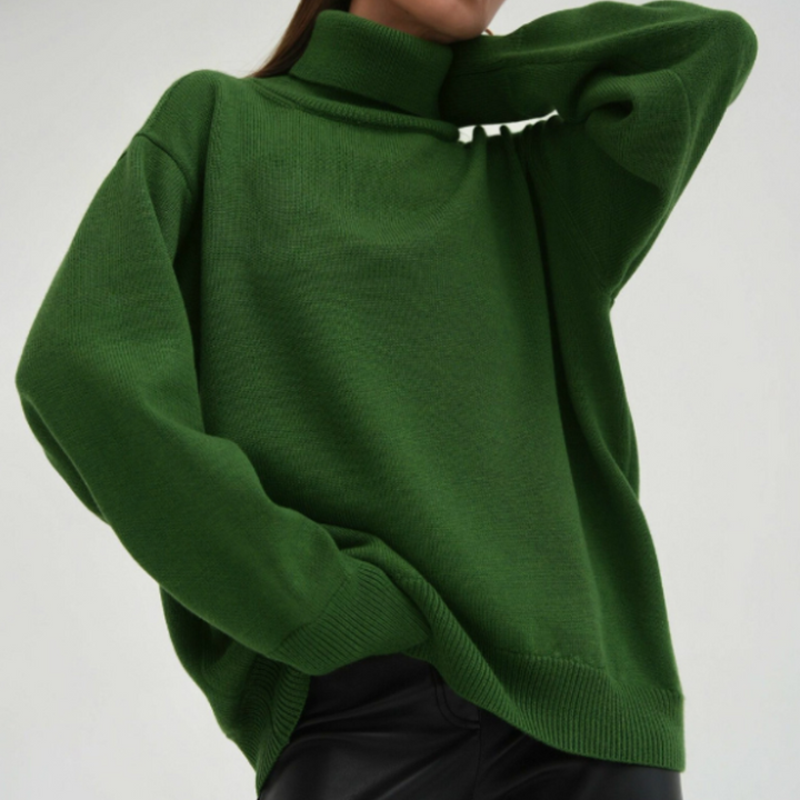 "Damen Rollkragenpullover in Braun, lockere Passform, kuscheliger Rollkragen, elegant und vielseitig, verschiedene Farben"