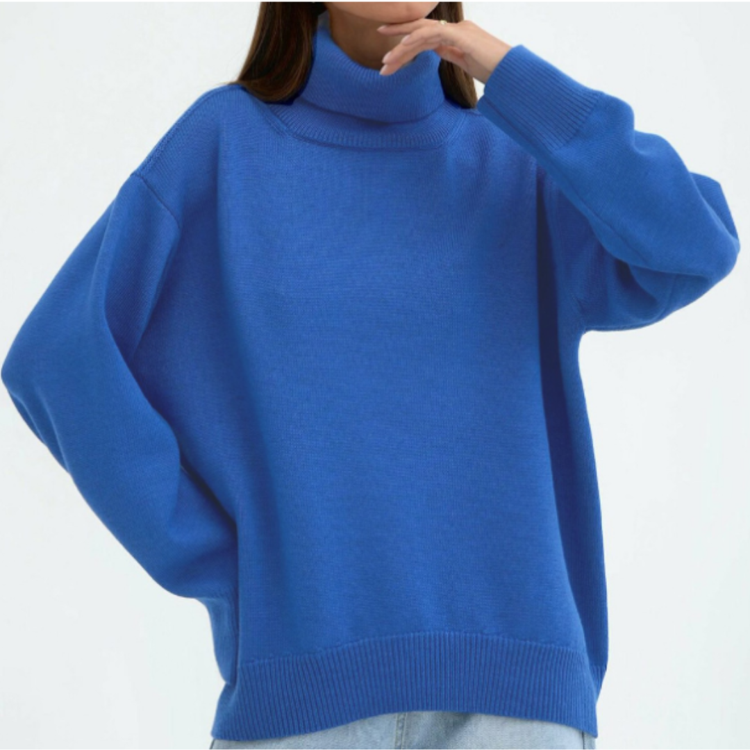 "Damen Rollkragenpullover in Braun, lockere Passform, kuscheliger Rollkragen, elegant und vielseitig, verschiedene Farben"